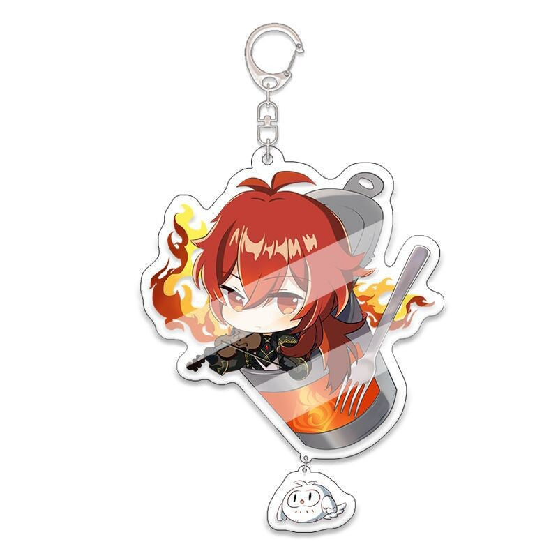 Custom Keychain UV Printed Genshin Cosplay Fan Gift Transparent Holographic Acrylic Keychain