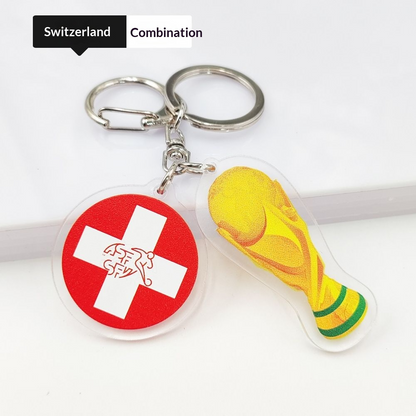 2026 Football World Cup National Flag & Trophy Acrylic Keychain Set