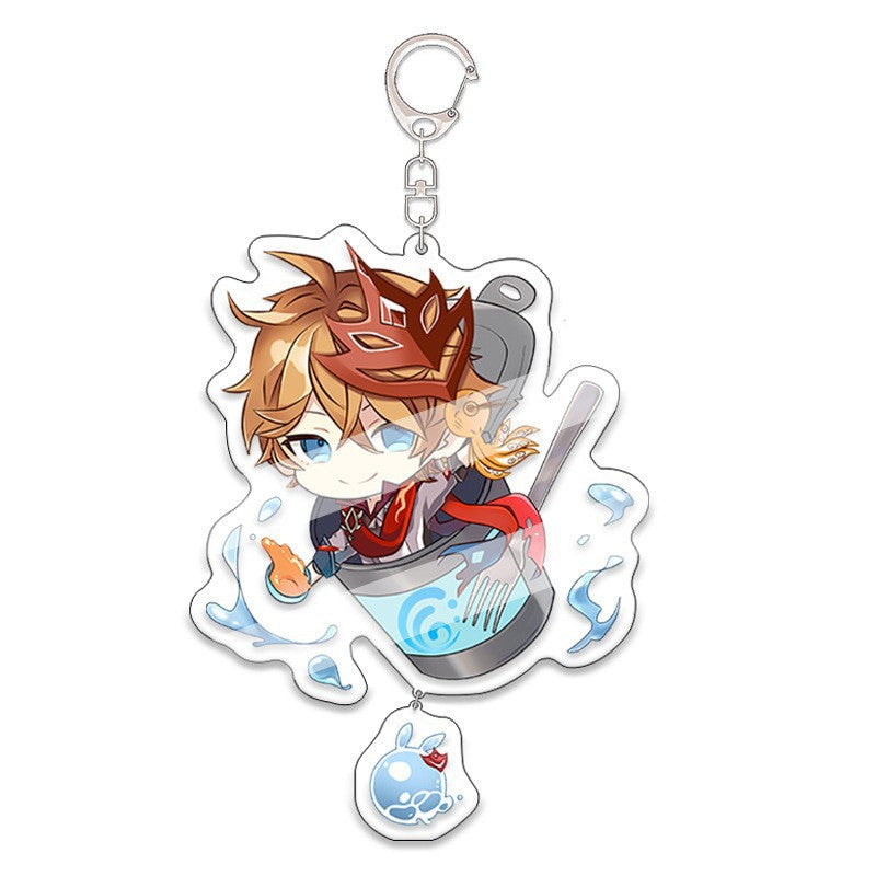 Custom Keychain UV Printed Genshin Cosplay Fan Gift Transparent Holographic Acrylic Keychain