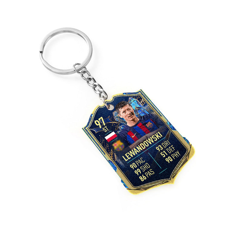 Football Player Scorecard Acrylic Keychain | UV Printed Sports Fan Collectible