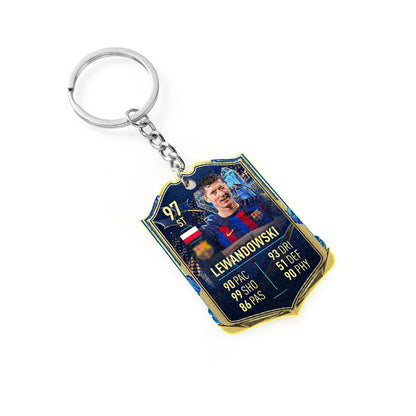 Football Player Scorecard Acrylic Keychain | UV Printed Sports Fan Collectible
