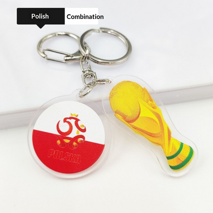 2026 Football World Cup National Flag & Trophy Acrylic Keychain Set