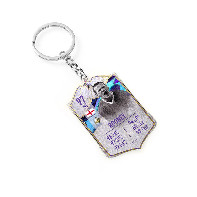 Football Player Scorecard Acrylic Keychain | UV Printed Sports Fan Collectible