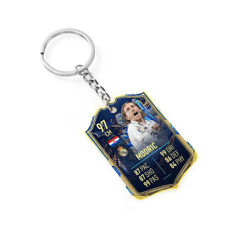 Football Player Scorecard Acrylic Keychain | UV Printed Sports Fan Collectible