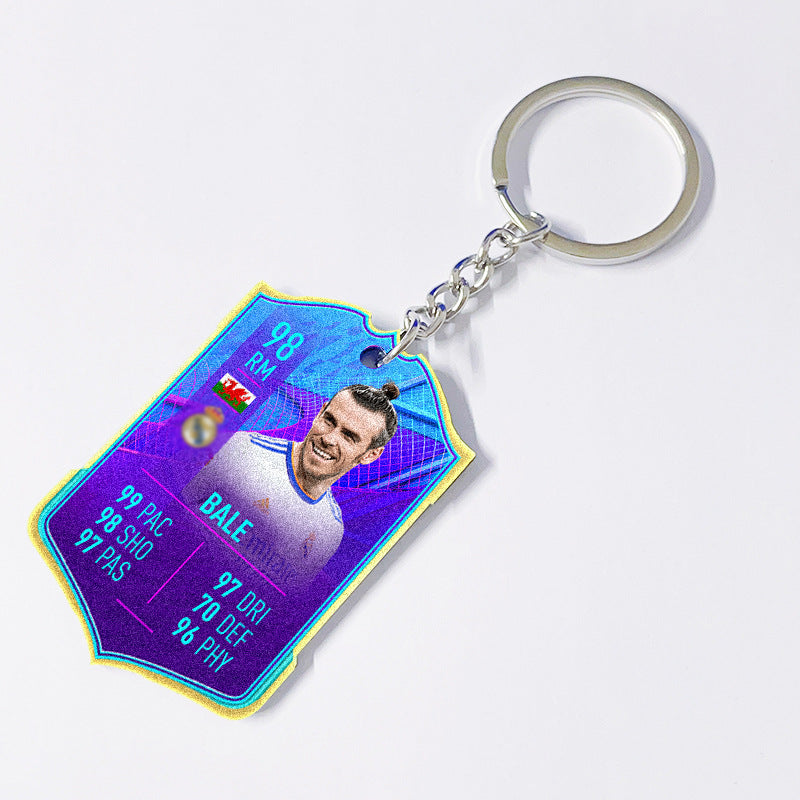 Football Player Scorecard Acrylic Keychain | UV Printed Sports Fan Collectible