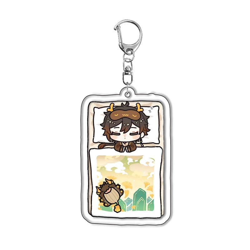 Custom Keychain UV Printed Genshin Cosplay Fan Gift Transparent Holographic Acrylic Keychain