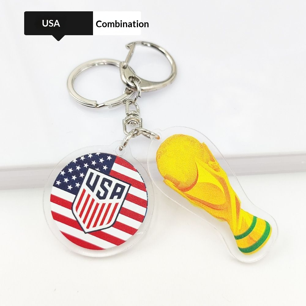 2026 Football World Cup National Flag & Trophy Acrylic Keychain Set