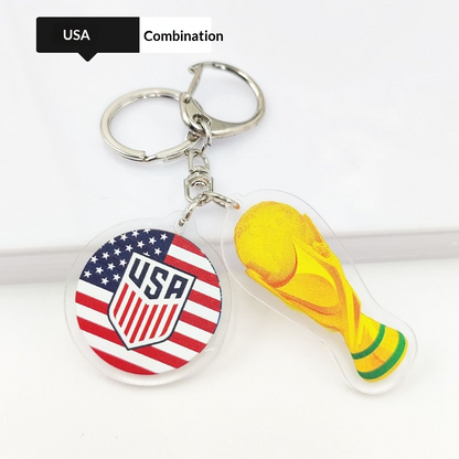2026 Football World Cup National Flag & Trophy Acrylic Keychain Set