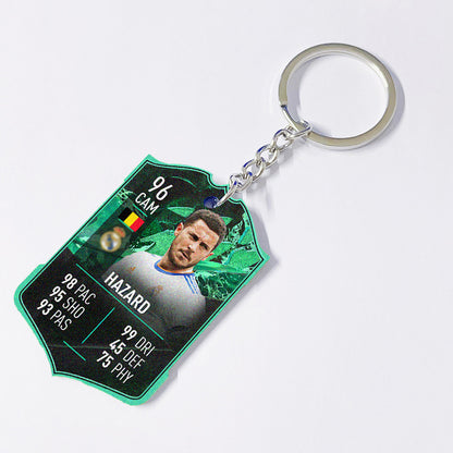 Football Player Scorecard Acrylic Keychain | UV Printed Sports Fan Collectible