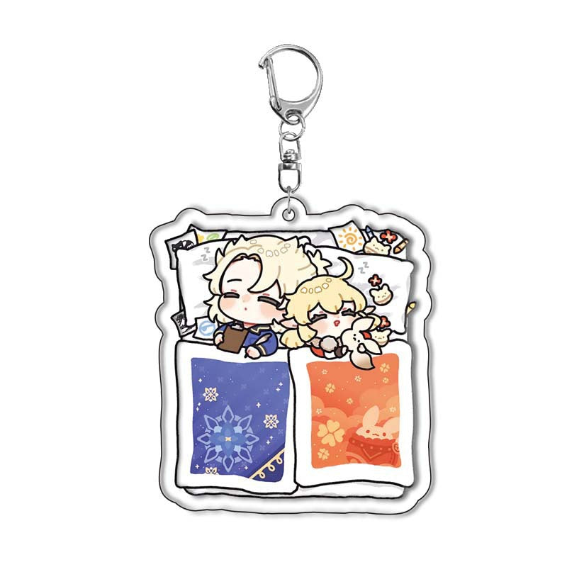 Custom Keychain UV Printed Genshin Cosplay Fan Gift Transparent Holographic Acrylic Keychain