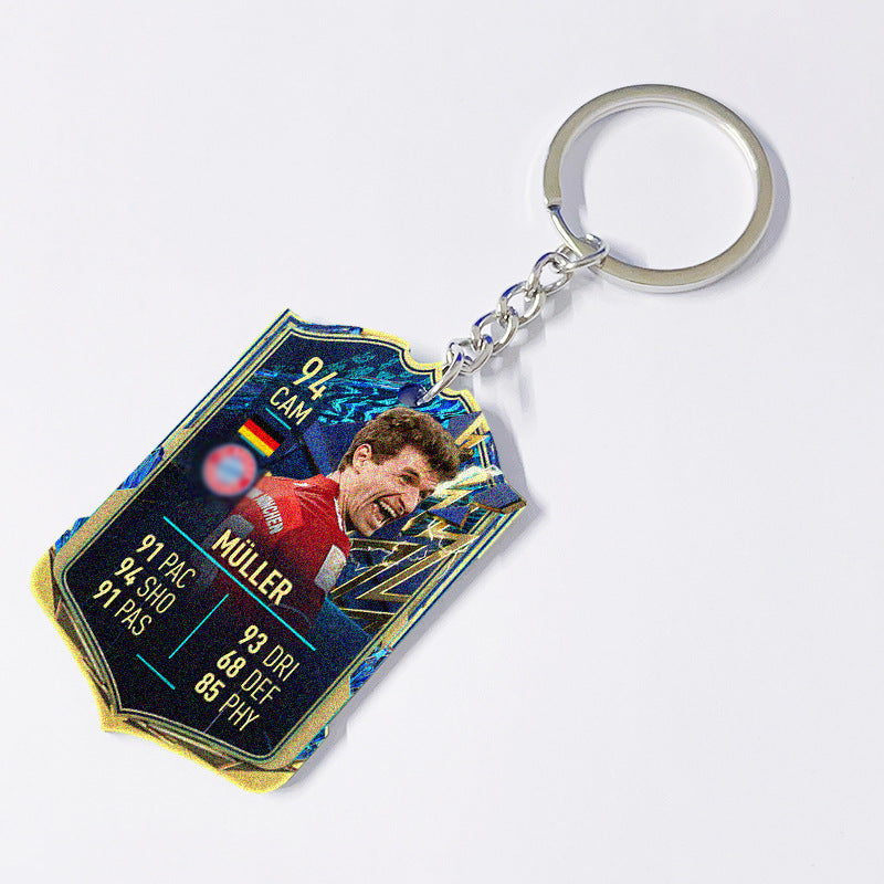 Football Player Scorecard Acrylic Keychain | UV Printed Sports Fan Collectible