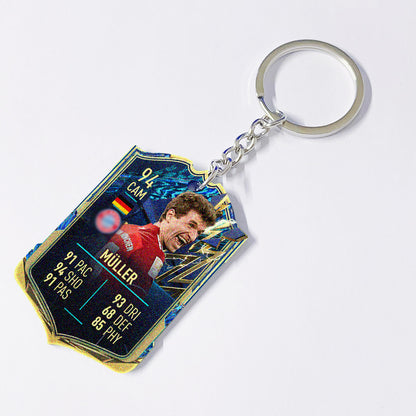 Football Player Scorecard Acrylic Keychain | UV Printed Sports Fan Collectible