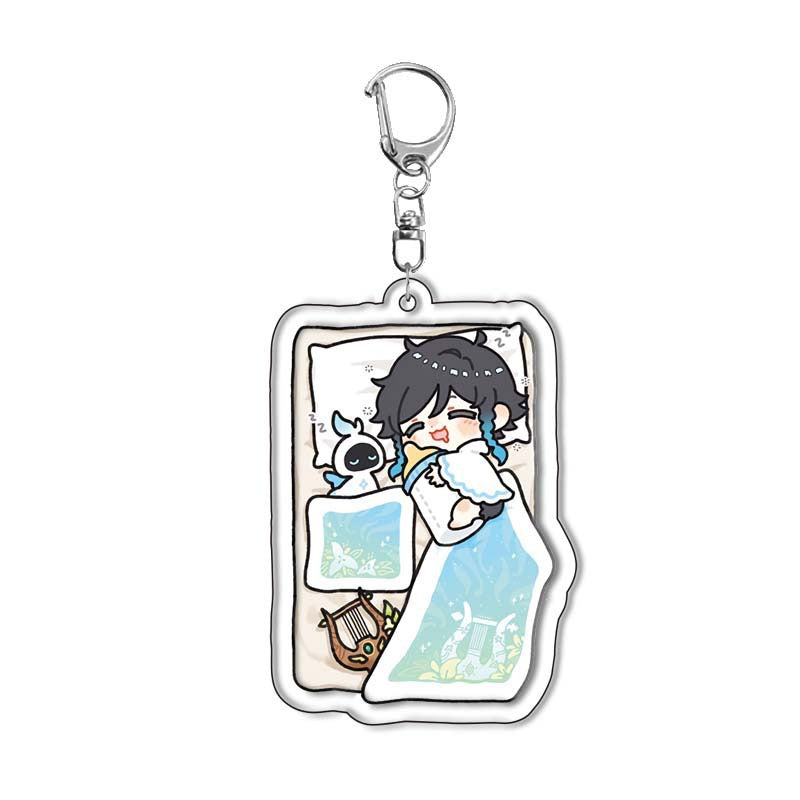 Custom Keychain UV Printed Genshin Cosplay Fan Gift Transparent Holographic Acrylic Keychain