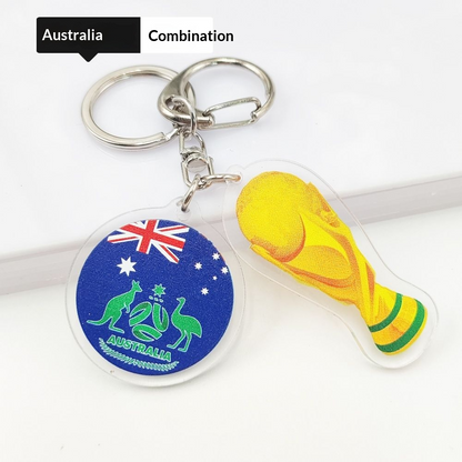 2026 Football World Cup National Flag & Trophy Acrylic Keychain Set