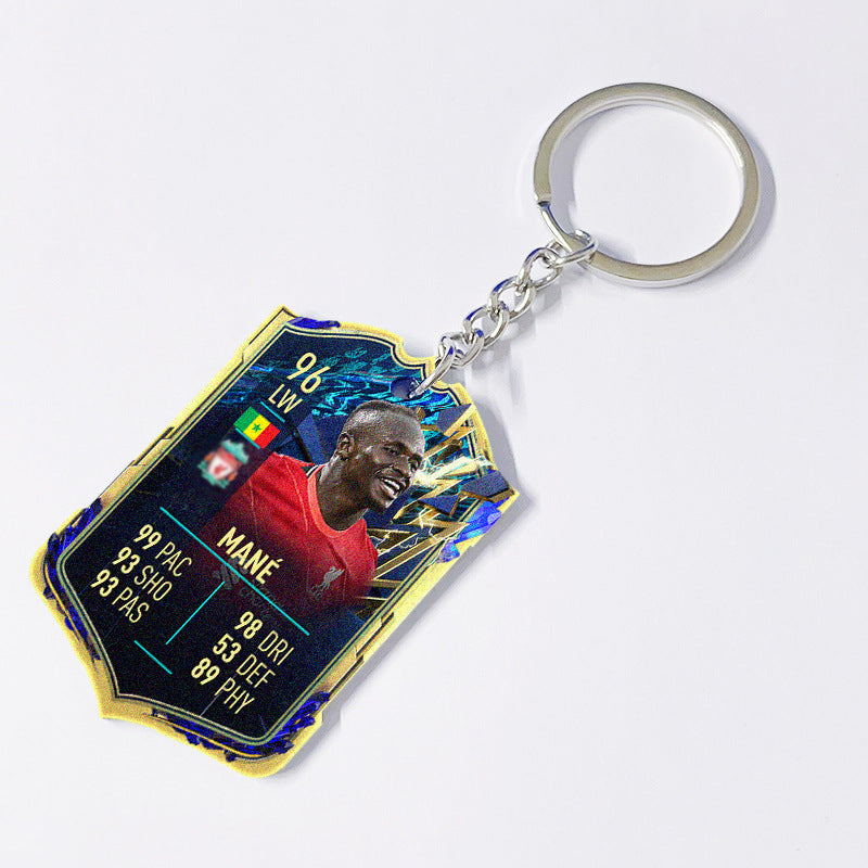 Football Player Scorecard Acrylic Keychain | UV Printed Sports Fan Collectible