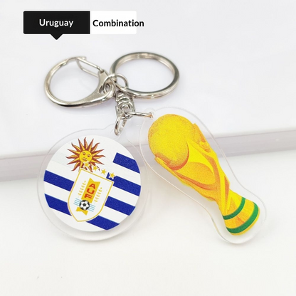 2026 Football World Cup National Flag & Trophy Acrylic Keychain Set