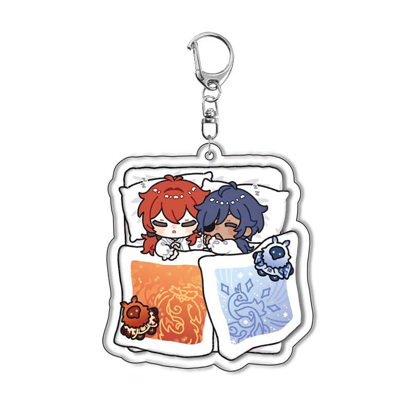 Custom Keychain UV Printed Genshin Cosplay Fan Gift Transparent Holographic Acrylic Keychain