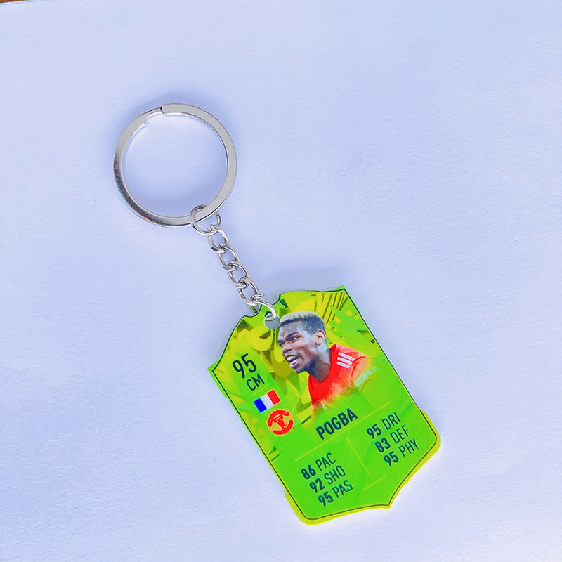 Football Player Scorecard Acrylic Keychain | UV Printed Sports Fan Collectible