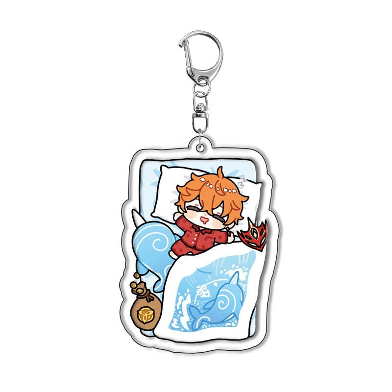 Custom Keychain UV Printed Genshin Cosplay Fan Gift Transparent Holographic Acrylic Keychain