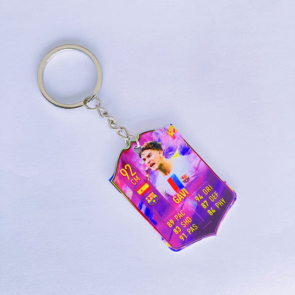 Football Player Scorecard Acrylic Keychain | UV Printed Sports Fan Collectible