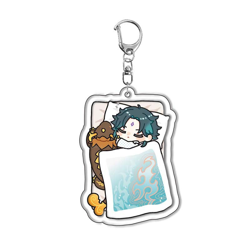 Custom Keychain UV Printed Genshin Cosplay Fan Gift Transparent Holographic Acrylic Keychain