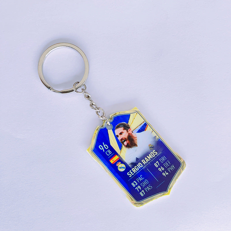 Football Player Scorecard Acrylic Keychain | UV Printed Sports Fan Collectible