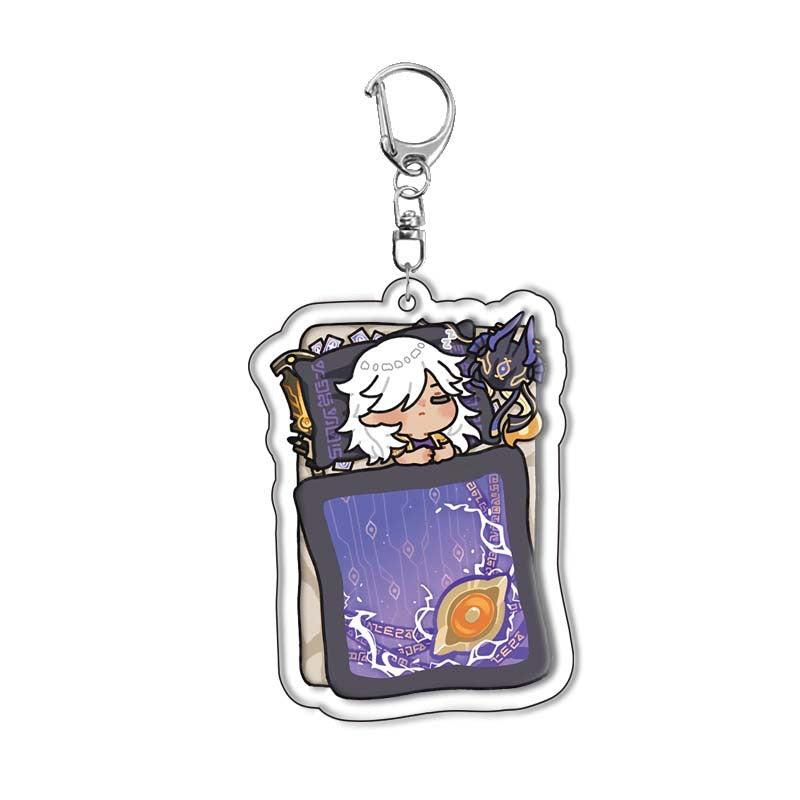 Custom Keychain UV Printed Genshin Cosplay Fan Gift Transparent Holographic Acrylic Keychain