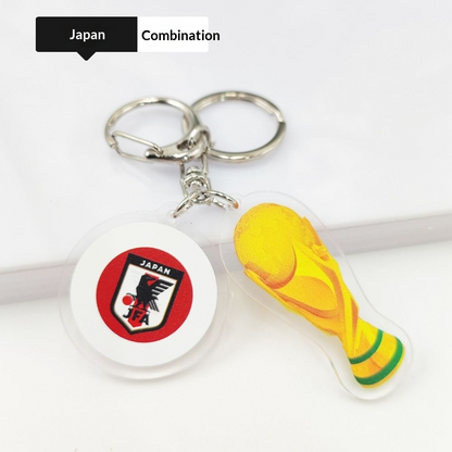 2026 Football World Cup National Flag & Trophy Acrylic Keychain Set