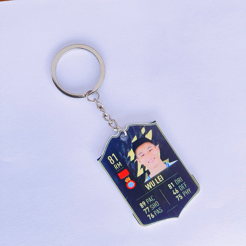 Football Player Scorecard Acrylic Keychain | UV Printed Sports Fan Collectible