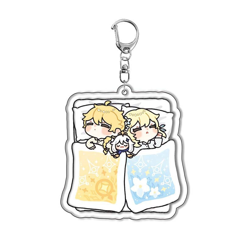 Custom Keychain UV Printed Genshin Cosplay Fan Gift Transparent Holographic Acrylic Keychain