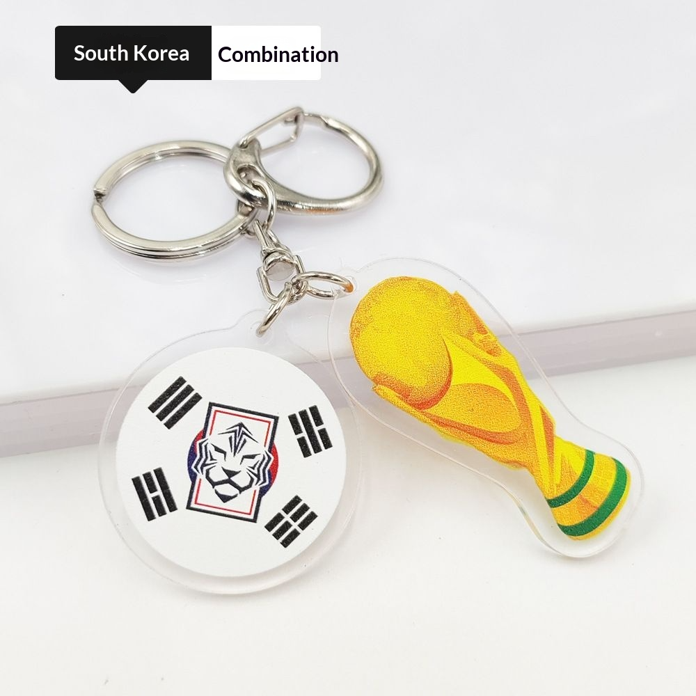 2026 Football World Cup National Flag & Trophy Acrylic Keychain Set