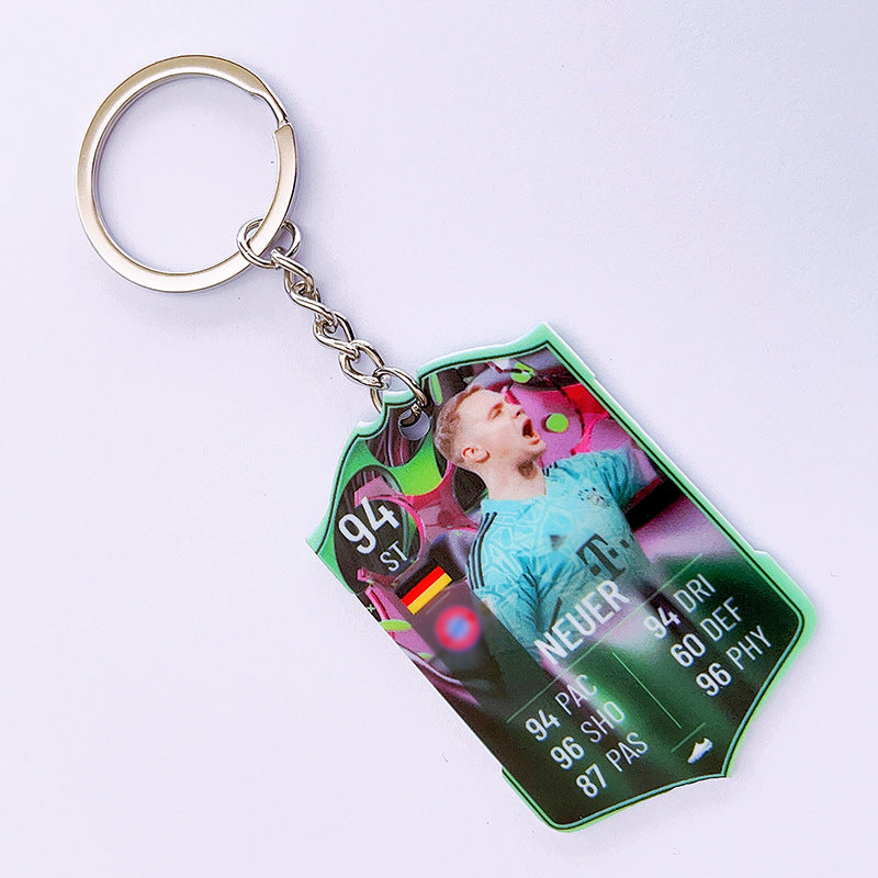 Football Player Scorecard Acrylic Keychain | UV Printed Sports Fan Collectible