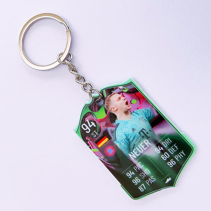 Football Player Scorecard Acrylic Keychain | UV Printed Sports Fan Collectible