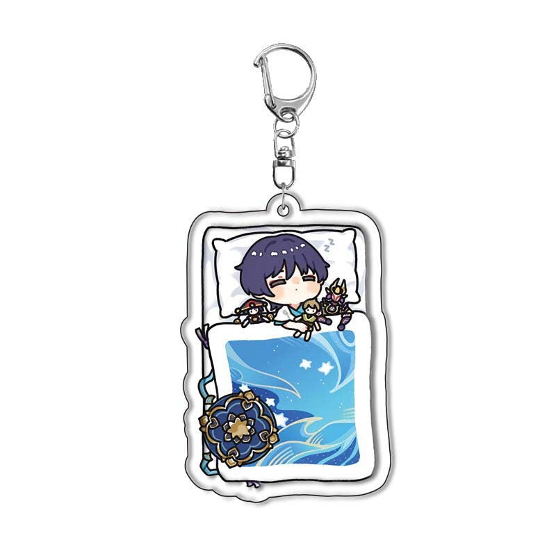 Custom Keychain UV Printed Genshin Cosplay Fan Gift Transparent Holographic Acrylic Keychain