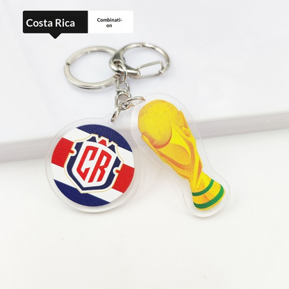 2026 Football World Cup National Flag & Trophy Acrylic Keychain Set