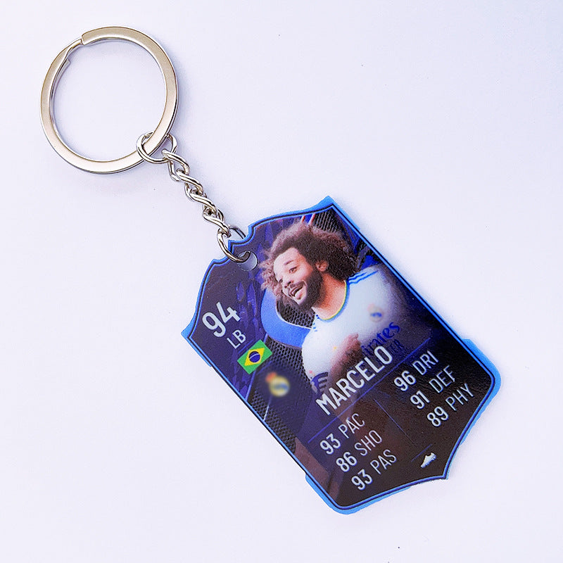 Football Player Scorecard Acrylic Keychain | UV Printed Sports Fan Collectible