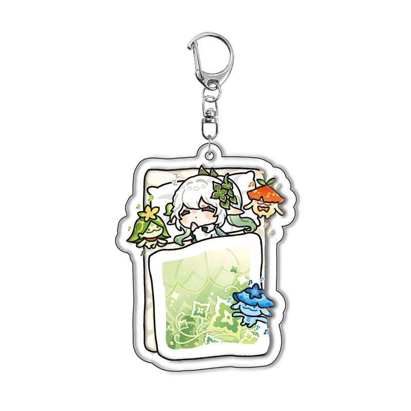 Custom Keychain UV Printed Genshin Cosplay Fan Gift Transparent Holographic Acrylic Keychain