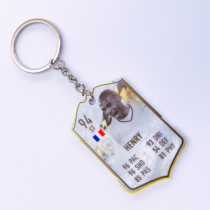 Football Player Scorecard Acrylic Keychain | UV Printed Sports Fan Collectible