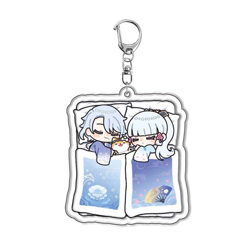 Custom Keychain UV Printed Genshin Cosplay Fan Gift Transparent Holographic Acrylic Keychain