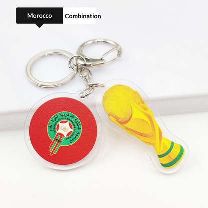 2026 Football World Cup National Flag & Trophy Acrylic Keychain Set