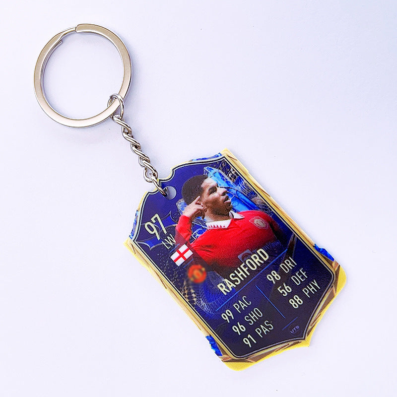 Football Player Scorecard Acrylic Keychain | UV Printed Sports Fan Collectible