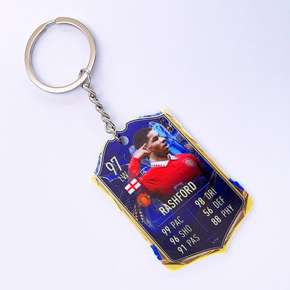 Football Player Scorecard Acrylic Keychain | UV Printed Sports Fan Collectible