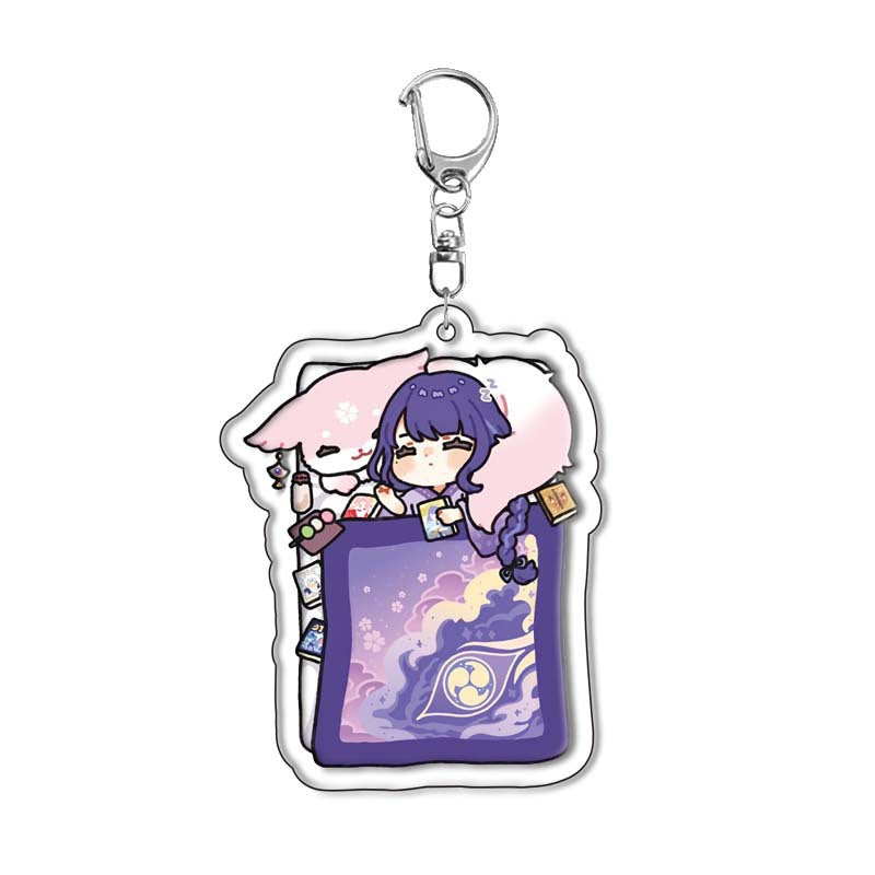 Custom Keychain UV Printed Genshin Cosplay Fan Gift Transparent Holographic Acrylic Keychain