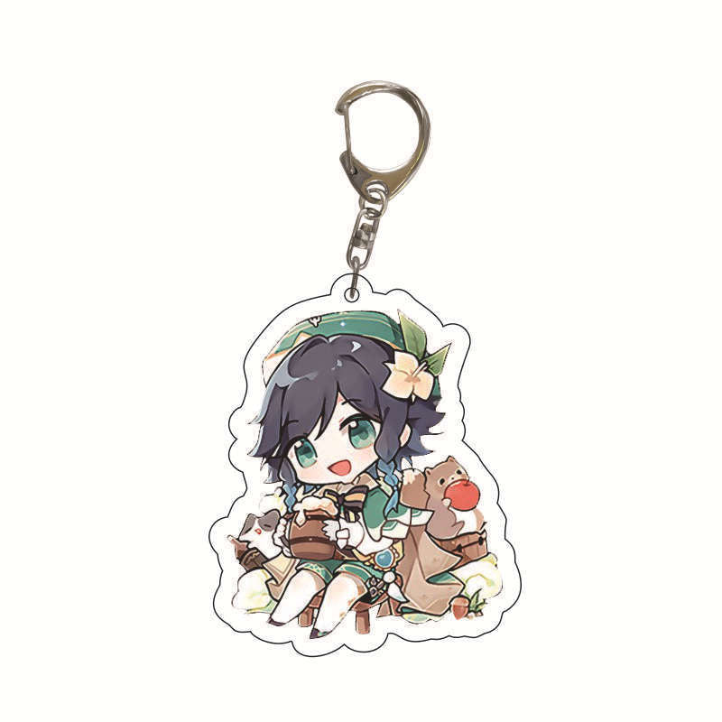 Custom Keychain UV Printed Genshin Cosplay Fan Gift Transparent Holographic Acrylic Keychain