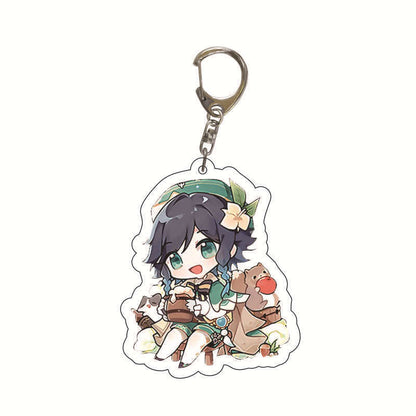 Custom Keychain UV Printed Genshin Cosplay Fan Gift Transparent Holographic Acrylic Keychain