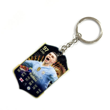 Football Player Scorecard Acrylic Keychain | UV Printed Sports Fan Collectible