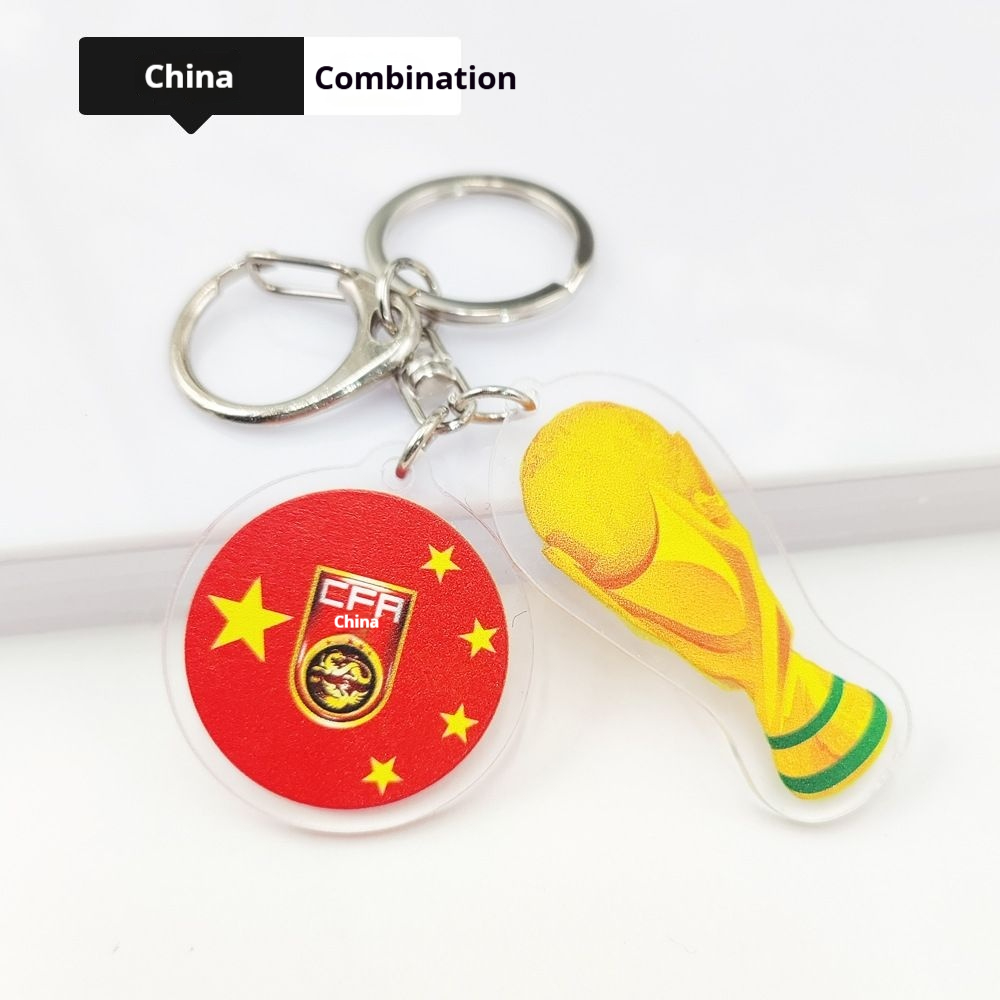 2026 Football World Cup National Flag & Trophy Acrylic Keychain Set