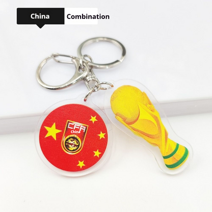 2026 Football World Cup National Flag & Trophy Acrylic Keychain Set