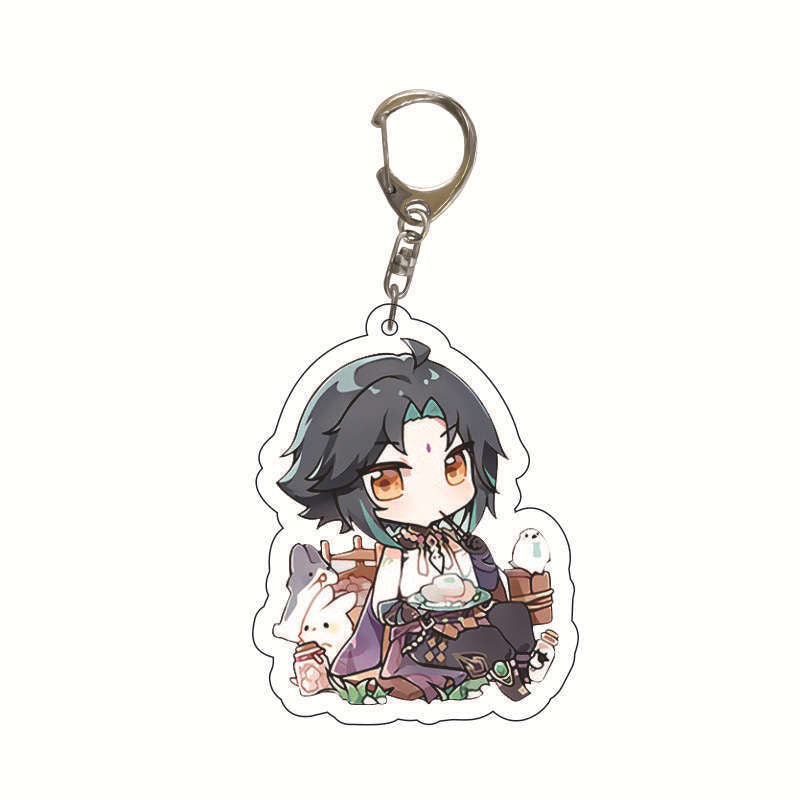 Custom Keychain UV Printed Genshin Cosplay Fan Gift Transparent Holographic Acrylic Keychain