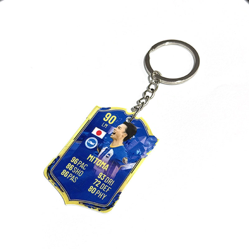 Football Player Scorecard Acrylic Keychain | UV Printed Sports Fan Collectible